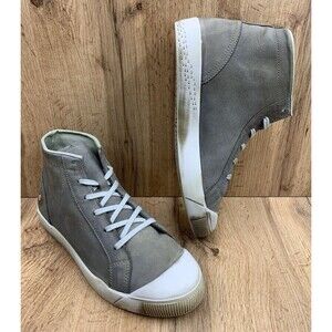 Softinos by FLY London Leather High Top Sneakers Women's Size 8 Kip Taupe